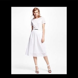 Brooks Brothers White Cotton Eyelet Skirt Size 10